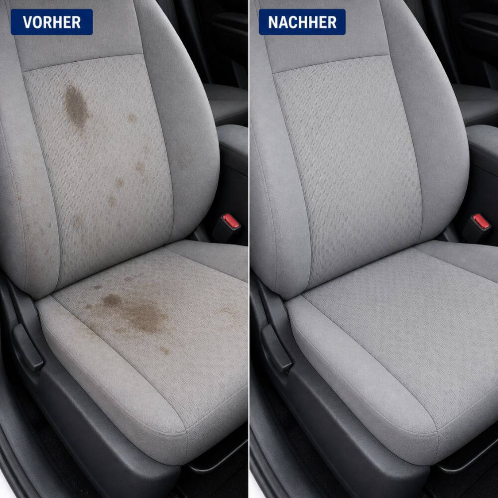 Autositze Vorher Nachher mit Flecken