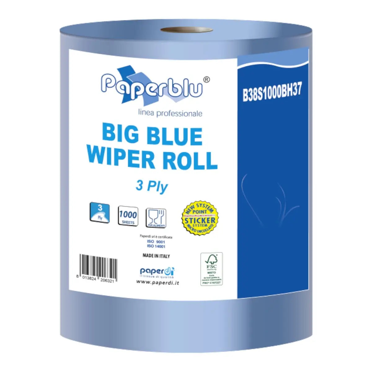 PAPERDI Putztuchrolle 3-lagig Blau 1000 Blatt