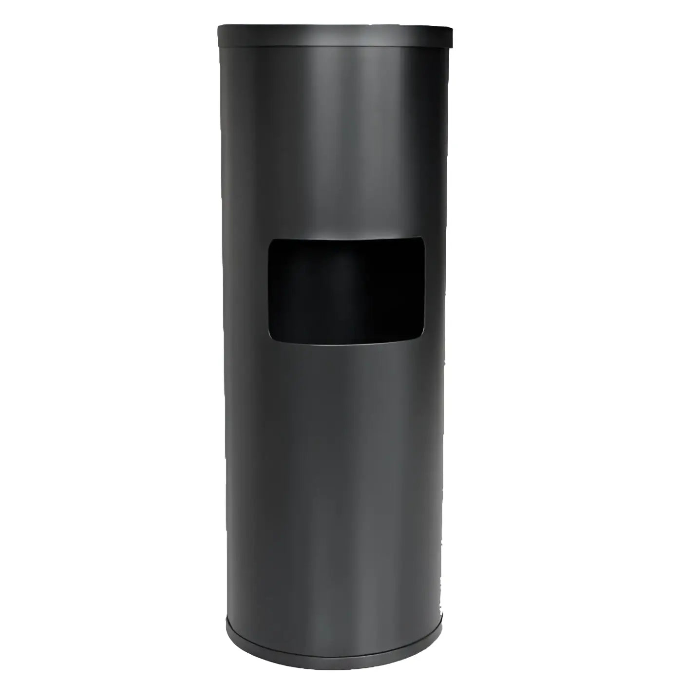 Schwarze zylinderförmige edelstahl entsnahmebox best wipes mit rechteckiger seitlicher öffnung für tücher