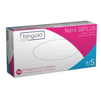 BINGOLD Nitril 30PLUS Wegwerphandschoenen Kobaltblauw poedervrij 100 stuks