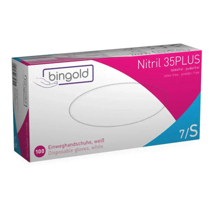 BINGOLD Nitril 35PLUS Wegwerphandschoenen Wit poedervrij 100 stuks