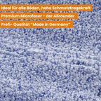 Bodenwischer profi-set mit blau weiß gesprenkeltem mikrofasertuch für vielseitiges reinigen