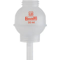Transparente 50 ml kunststoff-dropperflasche mit rotem branding und schmalem rohr für buzil dosieraufsatz flaschen