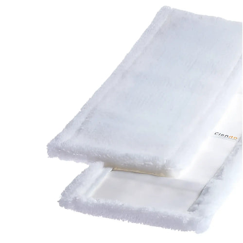 Weiße microfiber mop pads mit weicher plüschtextur und verstärkten kanten für clendo microfasermopp superstar mws