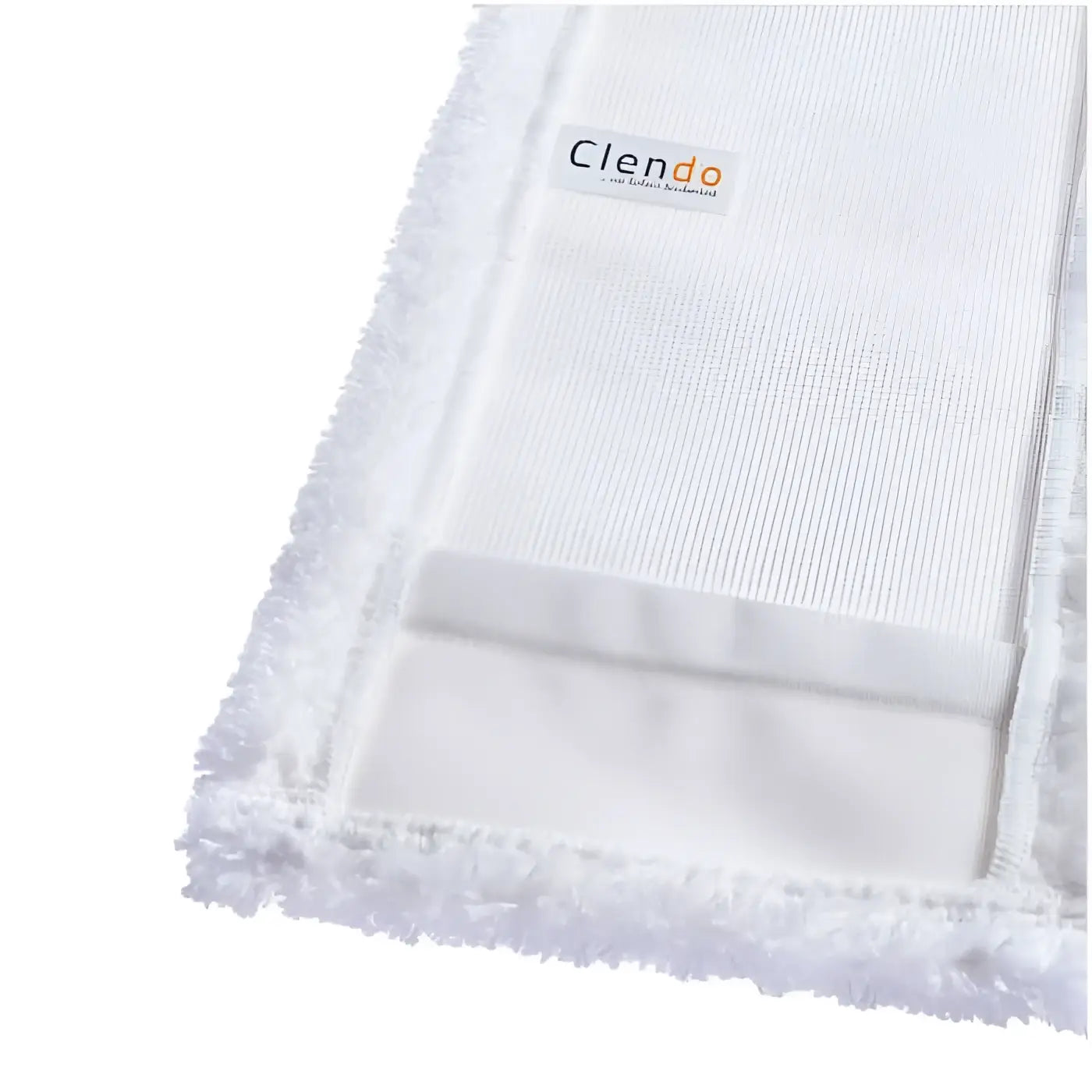 Weißer clendo microfasermopp superstar mws mit fransigen kanten und feiner gerippter struktur