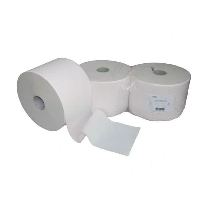 Putzpapier 2-lagig 1000 Blatt Weiß Zellstoff 2 Rollen von Clendo, ideal für Hygieneartikel und Reinigungsbedarf