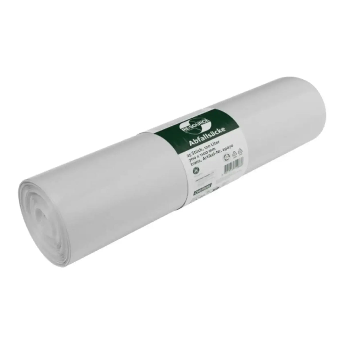 DEISS RE:SOURCE Müllsäcke 120 Liter Typ 60 Transparent 29070 – Produktabbildung; Lieferumfang: 420 Rollen