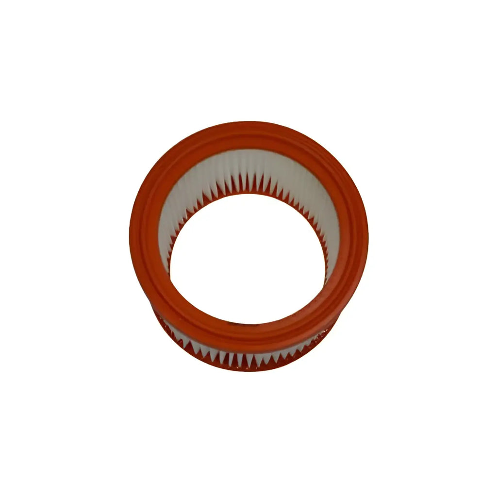 Orange runder filterpatrone staubklasse m mit weißem gefaltetem pet innenmaterial 185x140mm