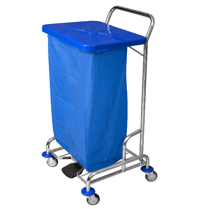 Floorstar twd1 trennwagen mit fusspedal blauer plastik-wäschewagen mit passendem deckel und chromrahmen