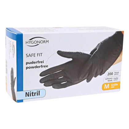 Hygonorm "Safe Fit" nitril handschoenen zwart 200 stuks