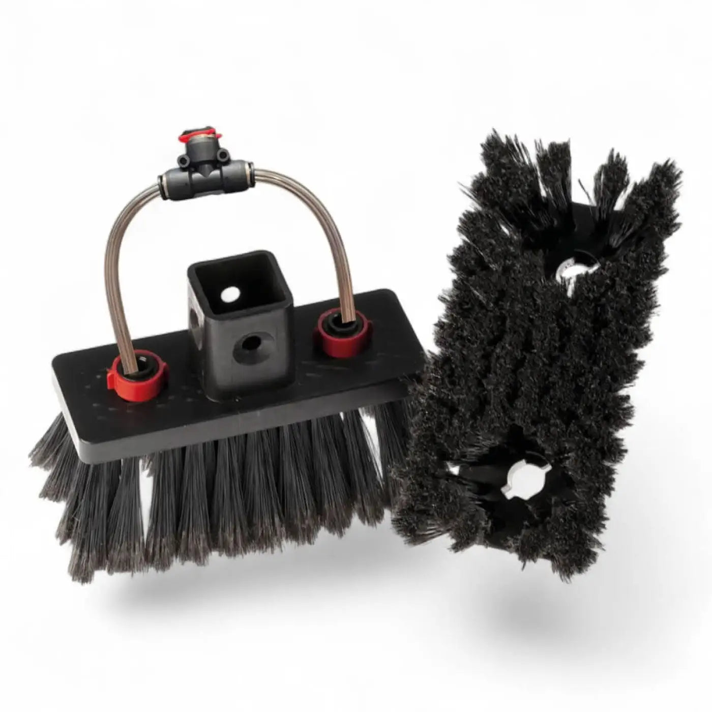 Gardiner bürste medium geflockt 12 cm mit schwarzer borstenbürste, roten akzenten und metallgriff für fahrzeugreinigung