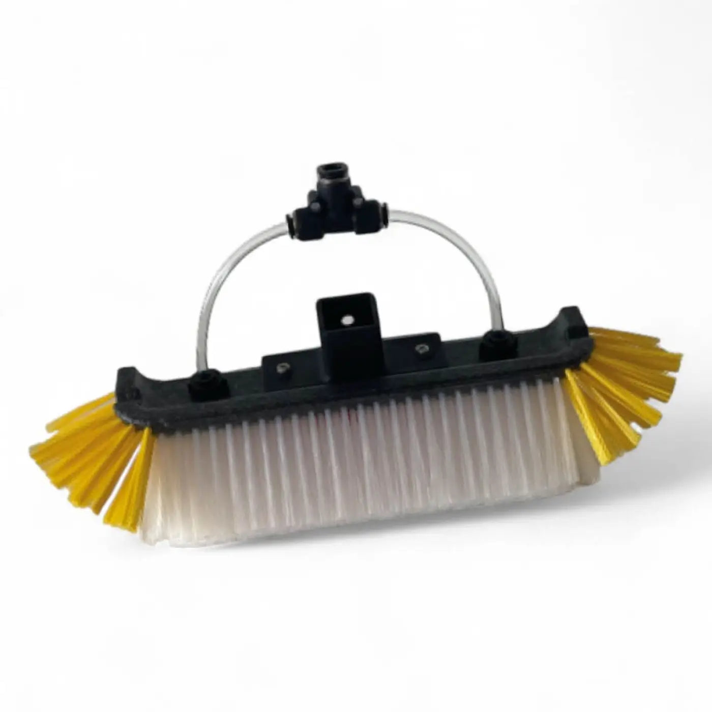 Gardiner bürste universal hart poolbürste mit gelben und weißen borsteln und schwarzem plastikrahmen und griffaufsatz