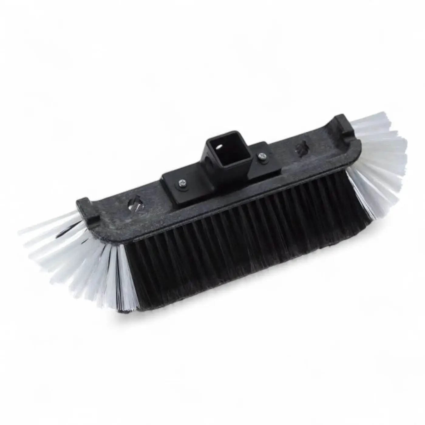 Schwarz-weiße gardiner bürste universal weich geflockt mit schwarzem kunststoffgriff und borsten