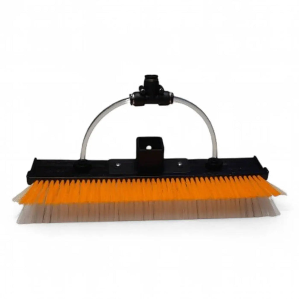Orange bristlebürste gardiner universal xtreme medium mit schwarzem kunststoffrahmen und silberner metallgriffhalterung