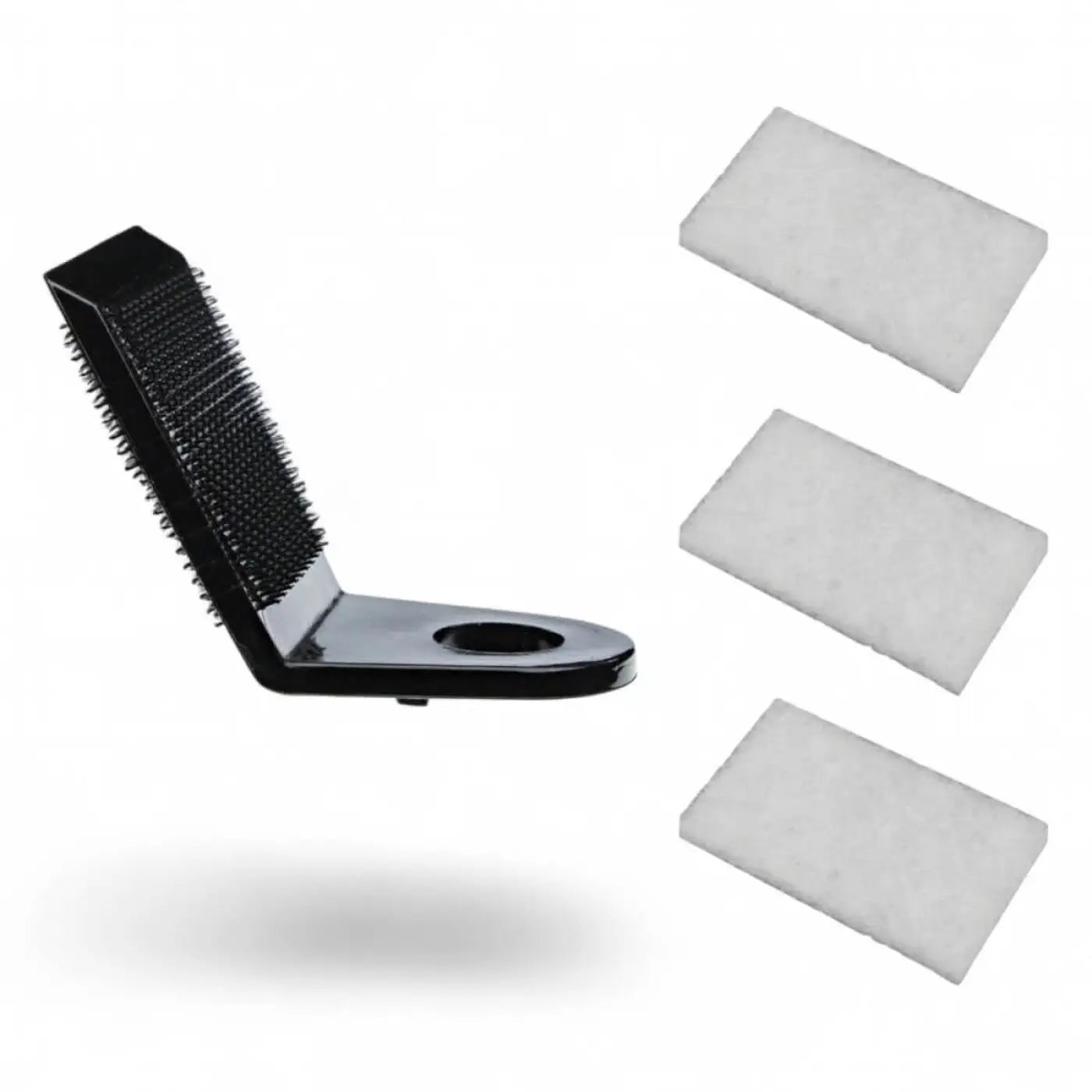 Gardiner kleiner Padhalter mit schwarzer metallecke und drei weißen rechteckigen Schwammpads