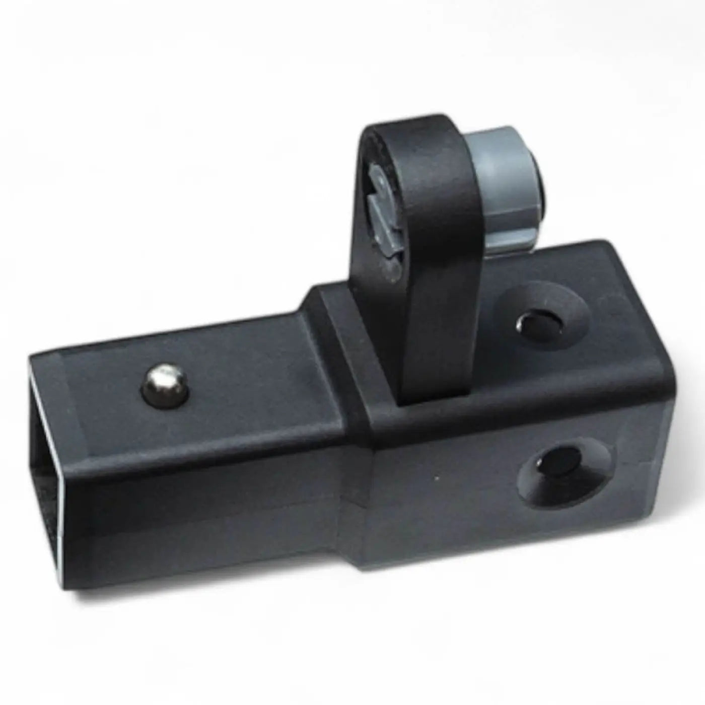 Gardiner overspray düsenhalter aus schwarzem kunststoff mit silberner schraube und grauer zylinderkomponente