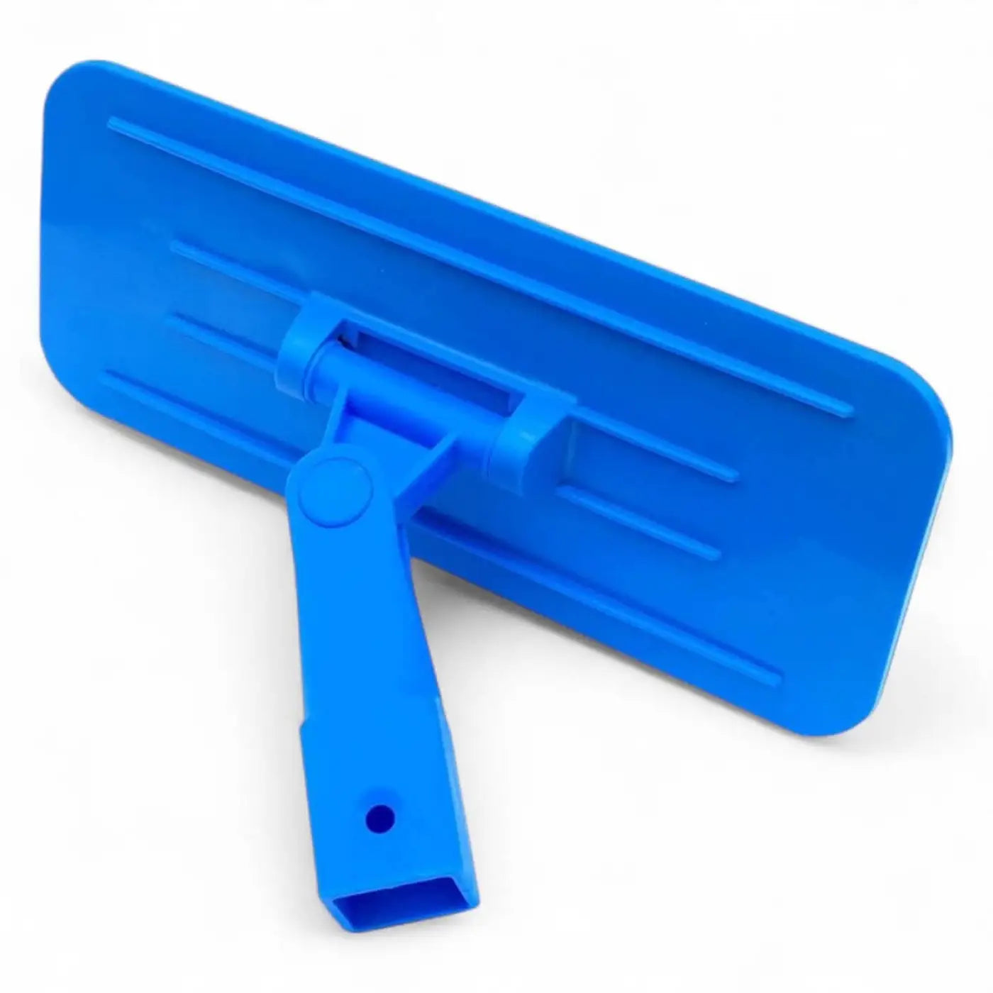 Gartiner padhalter aus hellblauem kunststoff mit flachem mopkopf und formgepresster griffaufnahme für quick-loq