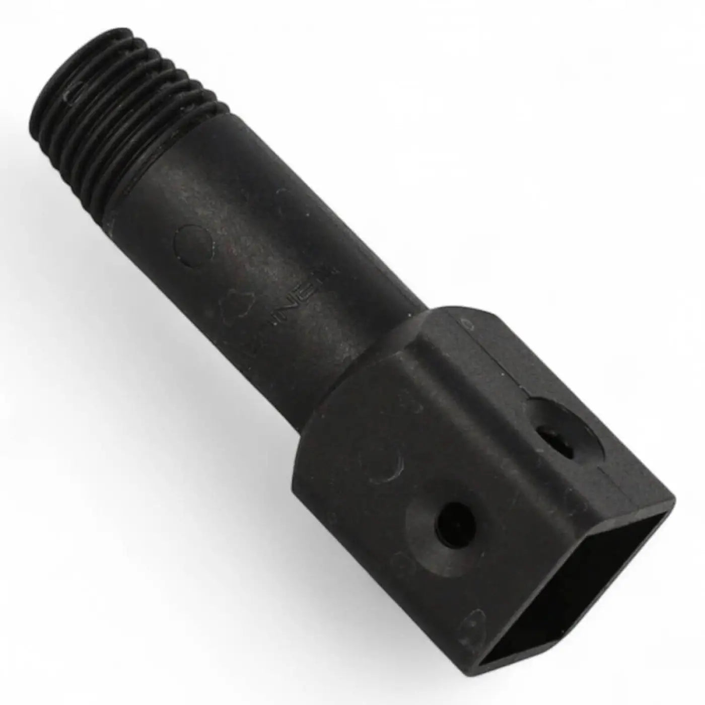 Schwarzer gardiner quick-loq adapter aus kunststoff mit gewindeaufnahme für euro-gewinde und quadratischem stecker