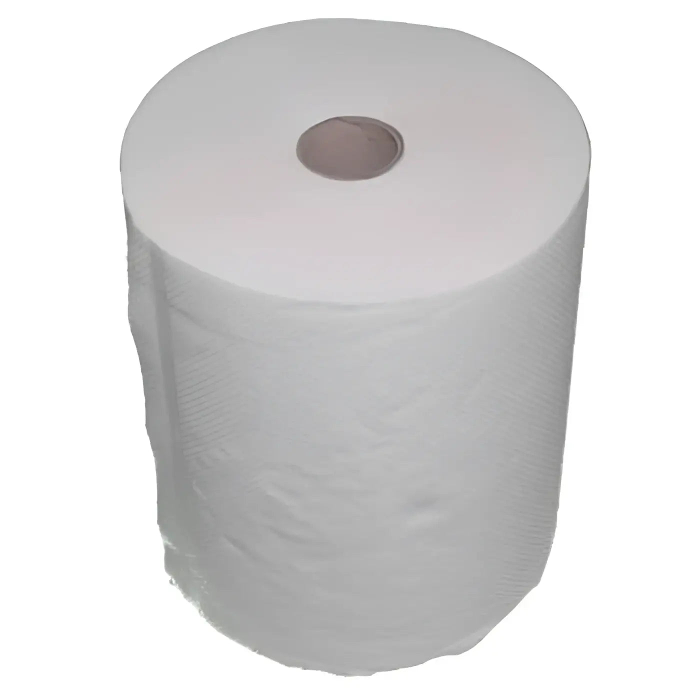 Eine weiße handtuchrolle mit spezialkern und 1-lagigem micromatic material mit papprolle