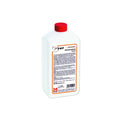Weiße plastikflasche mit rotem verschluss und orangefarbenem etikett fleckenhaus aqua von miele fleckschutz aqua 1l