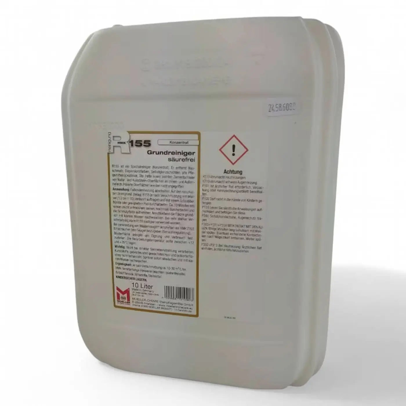 Weißer plastikbehälter mit 10 litern r-155 konzentriertem säurefreiem reiniger für natur- und kunststein von hmk