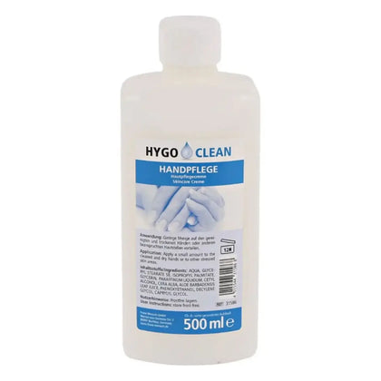 Transparenter plastikflasche hygo clean handpflegecreme revitalisierend 500 milliliter kapazität