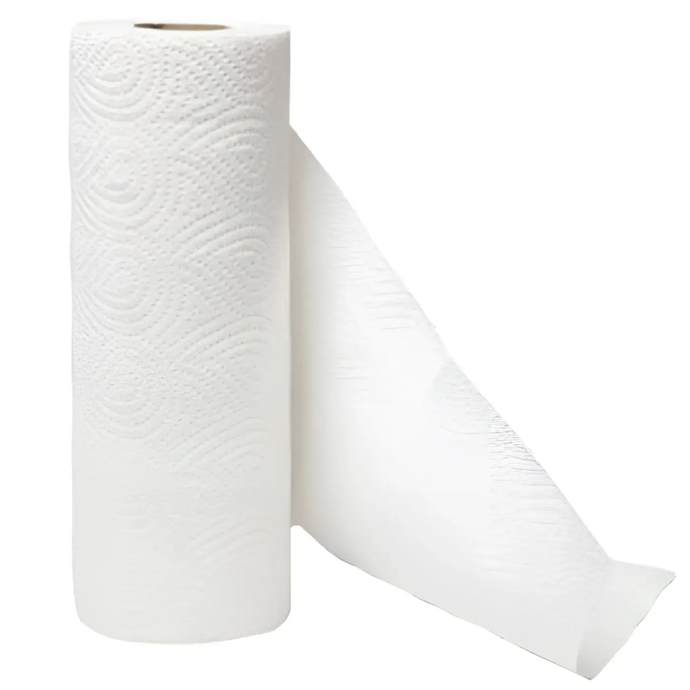 Eine rolle weiße küchenrolle 3-lagig mit subtiler wellenprägung 50 blatt im 4er pack