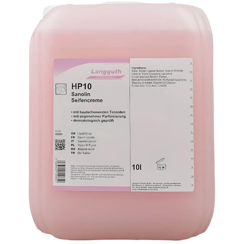Langguth hp10 sanolin seifencreme flüssigseife rosa in 10 liter plastikkanister