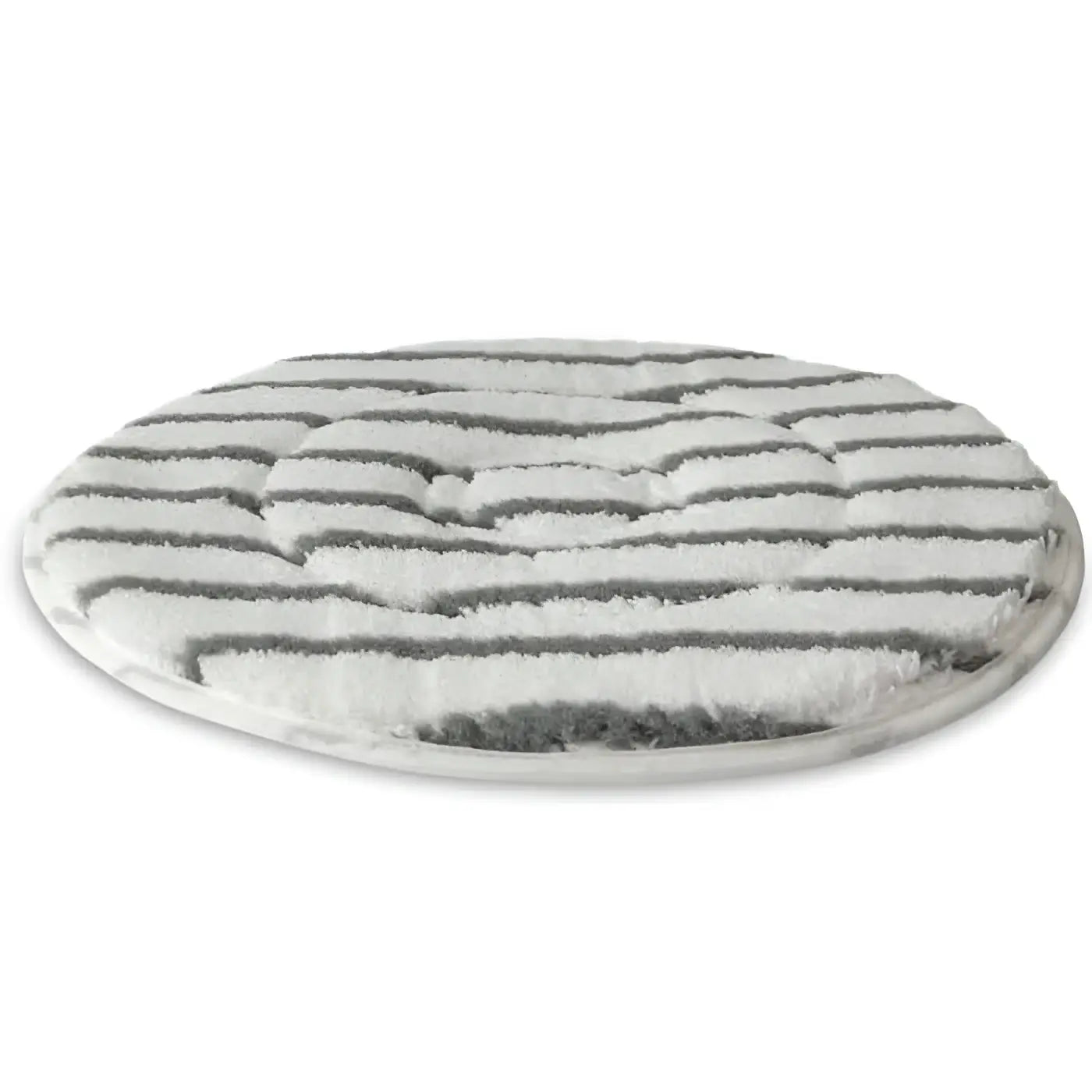 Rundes mikrofaser pad 21 zoll mit weichen weißen und grauen horizontalen streifen aus plüsch