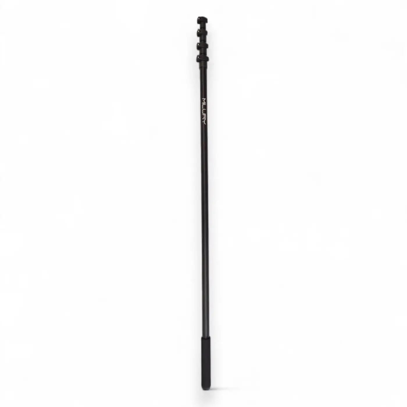 Schwarze carbonfaser profi teleskopstange milury mit segmentierten sektionen und strukturiertem griff aus aluminium