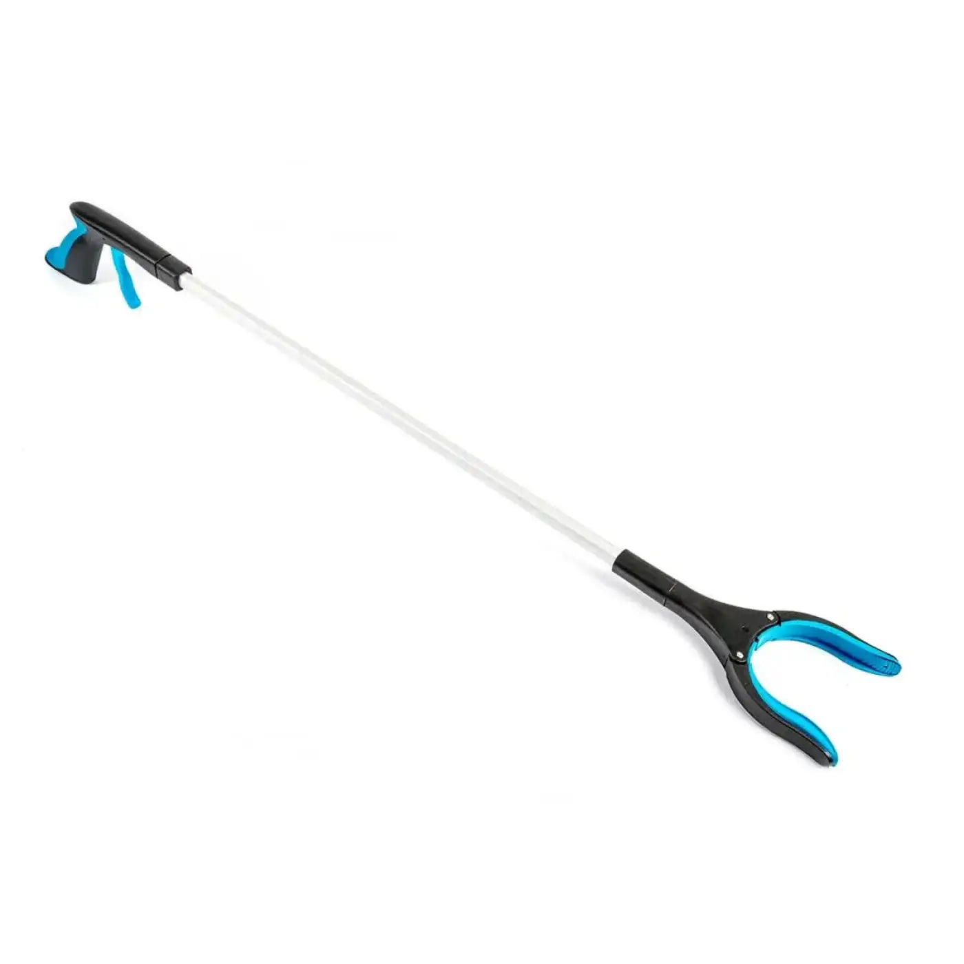 Moerman pro grabber müllgreifer mit schwarzem und blauem greifkopf und langem weißem griff für müllsammlung