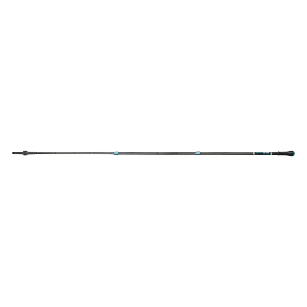 Schwarzer und tealfarbener teleskop-wanderstab mit texturiertem griff moerman takumi deluxe 2,4 m