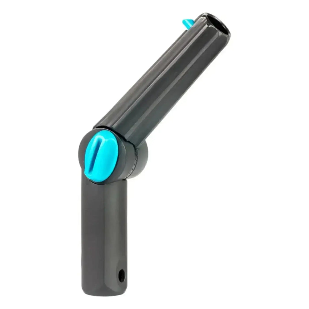 Schwarzer verstellbarer teleskophalter mit leuchtend blauen akzentknöpfen moerman universal winkel-adapter