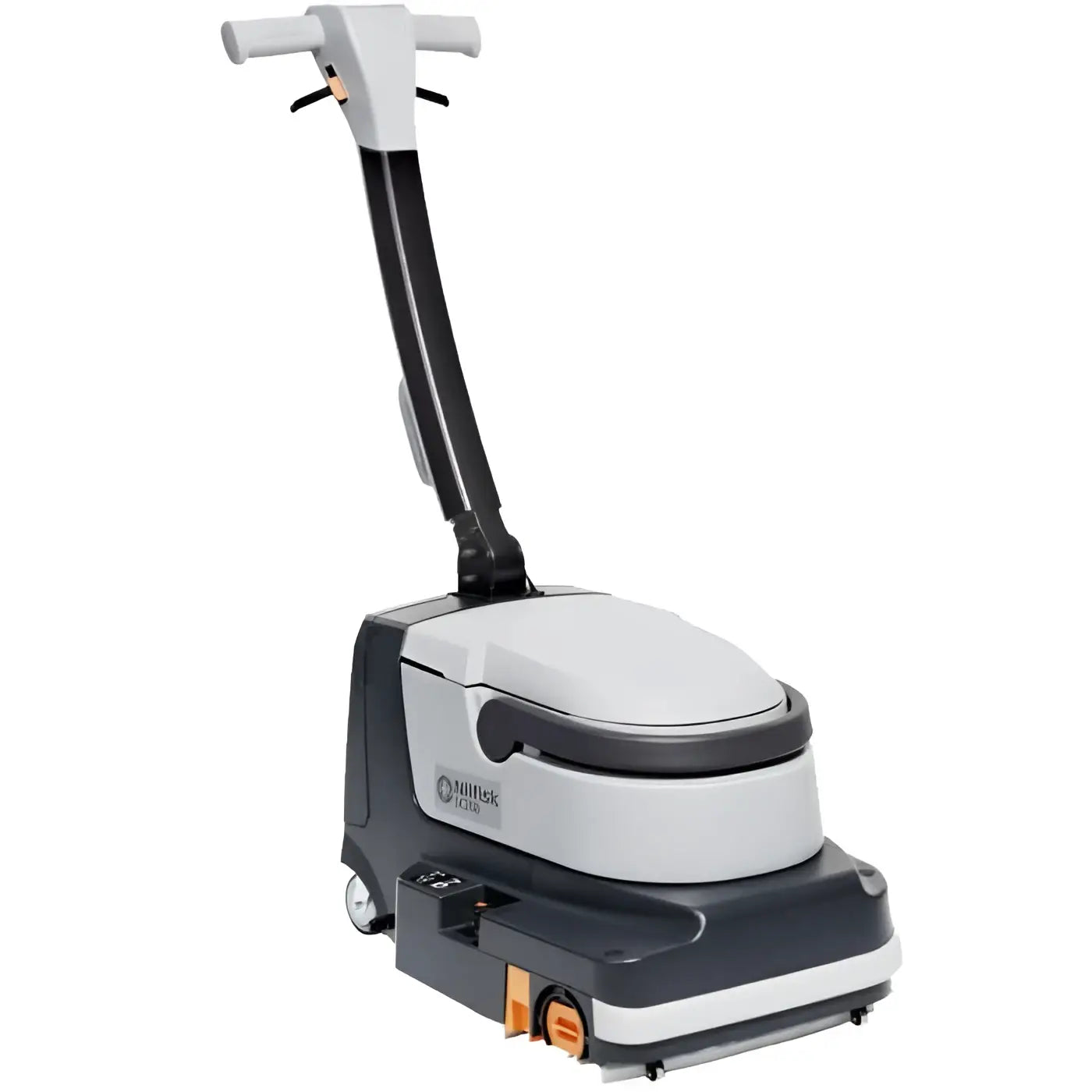 Grau-schwarze nilfisk sc250 34c b reinigungsmaschine mit weißem griff und orangefarbenem bedienknopf seitlich