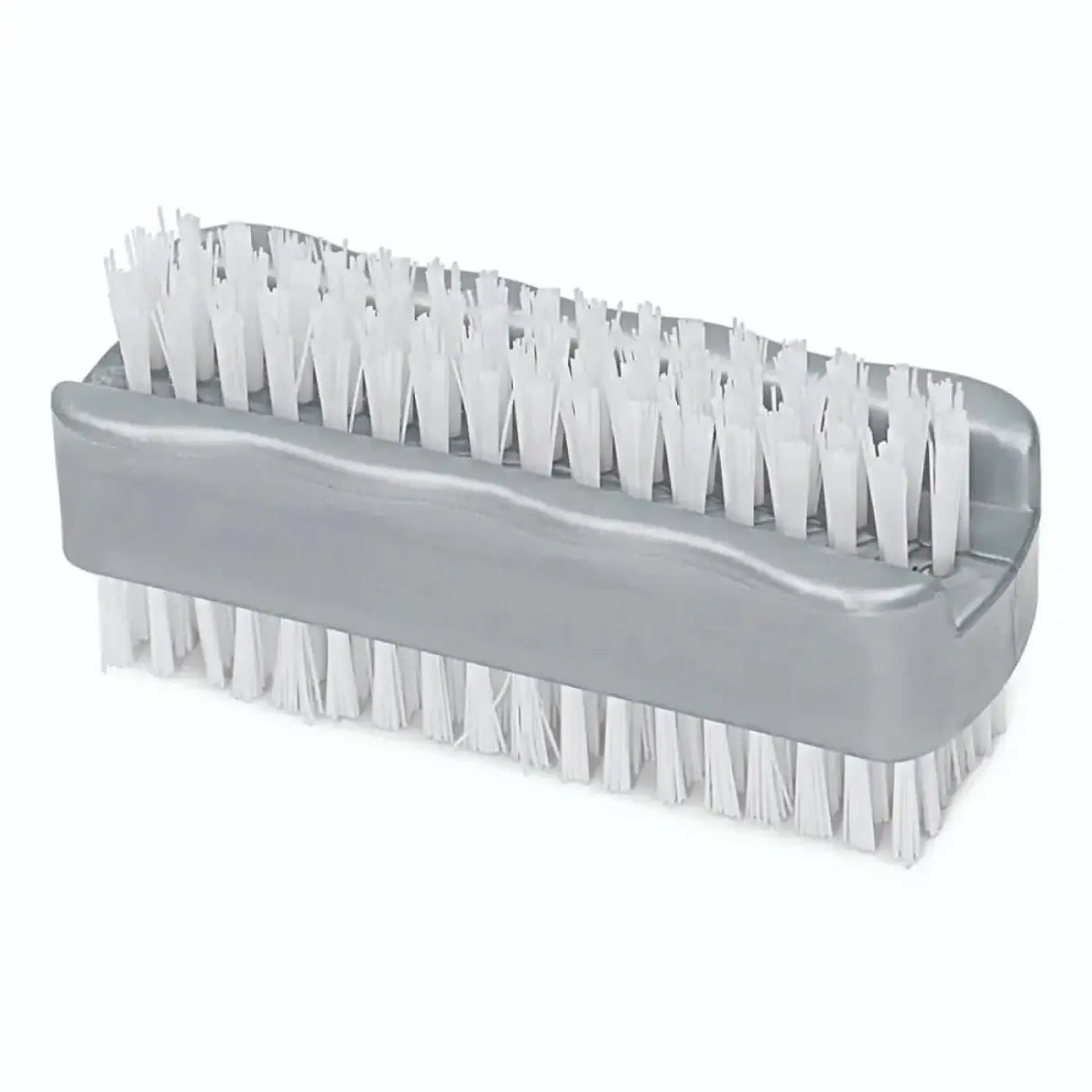 Graue plastik handwaschbürste mit weißen borsten doppelseitig aus pp material von nölle