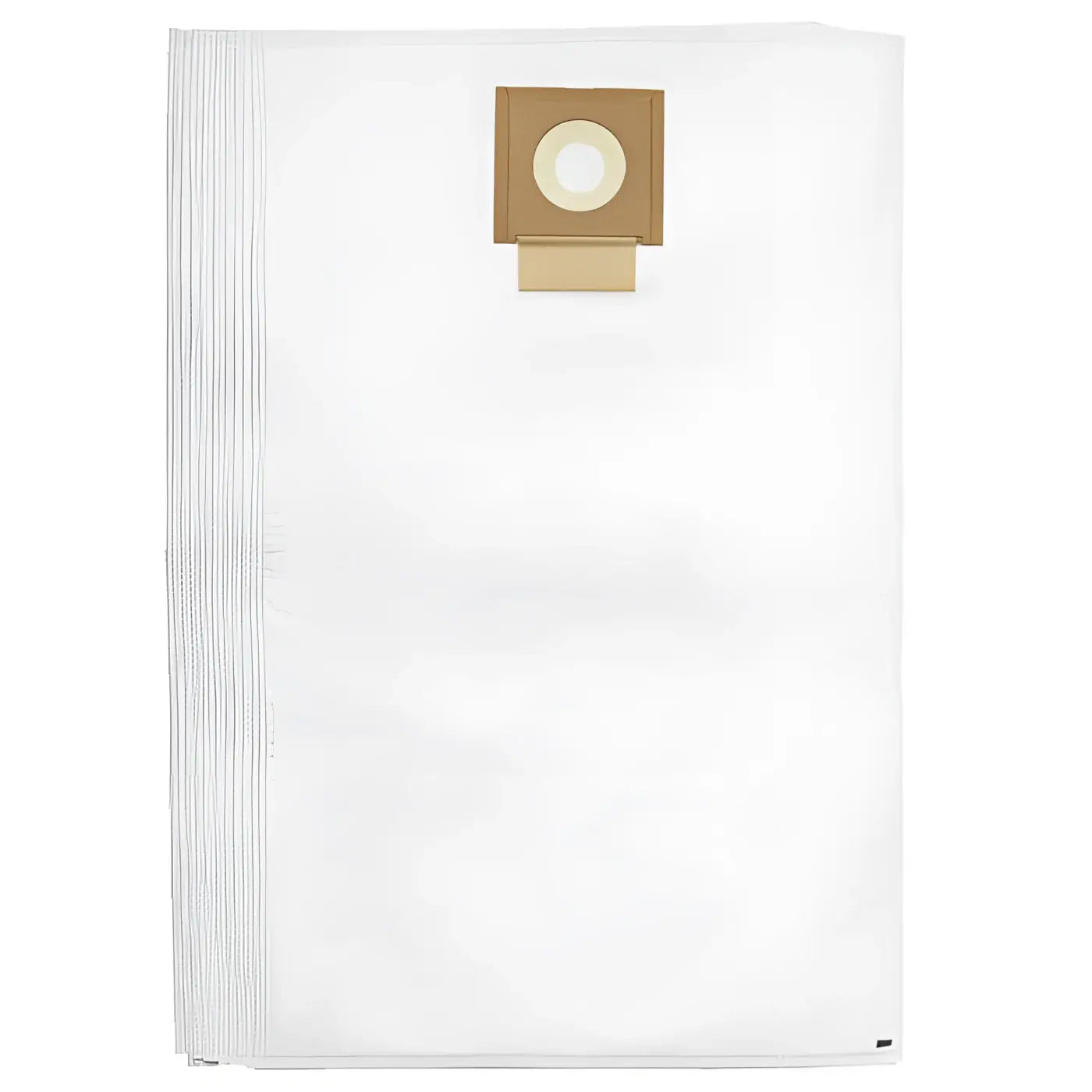 Weißer papierstaubsaugerbeutel mit brauner kartonlasche und rundem loch für original viper 50l lsu 155 255