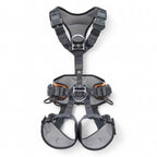 Schwarzer und grauer skyloTEC gryphon sitzgurt mit mesh-polsterung, verstellbaren schnallen und orangefarbenen akzenten