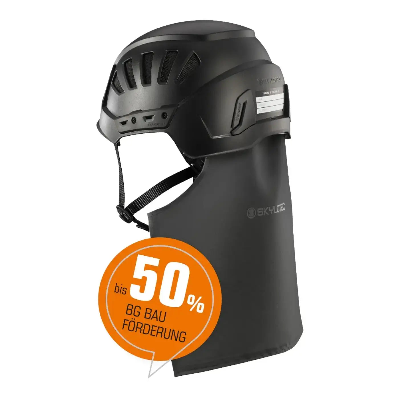 Schwarzer skylotec kit inceptor grx schutzhelm mit integriertem gesichtsschutz und belüftungsschlitzen