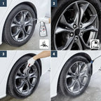 Silberlegierter 5-speichen-alufelge mit schwarzem reifen und sonax felgenreiniger 1l für felgenreinigung