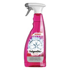 Pink transparente sprühflasche mit weißem und grauem trigger von sonax felgenstar zur radreinigung 750ml