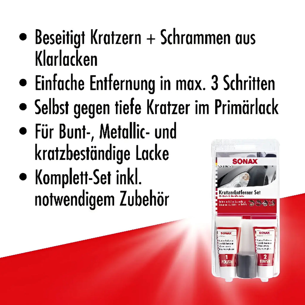 Sonax kratzerentfernerset lack mit zwei röhren polish und finish zur klarlackreparatur