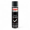 Schwarze sonax profiline prepare cleaner und control spraysdose mit silbernem band und schwarzem deckel für fahrzeugpflege