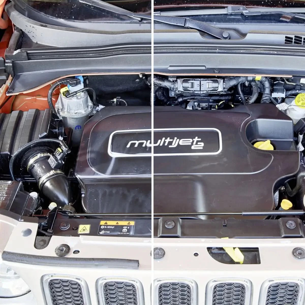 Schwarze motorabdeckung aus kunststoff mit multijet2 logo in weiß für sonax profiline plastikpflege
