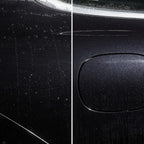 Schwarzer mattlack mit subtiler struktur vor und nach der aufbereitung mit sonax profiline polymer netshield 340ml
