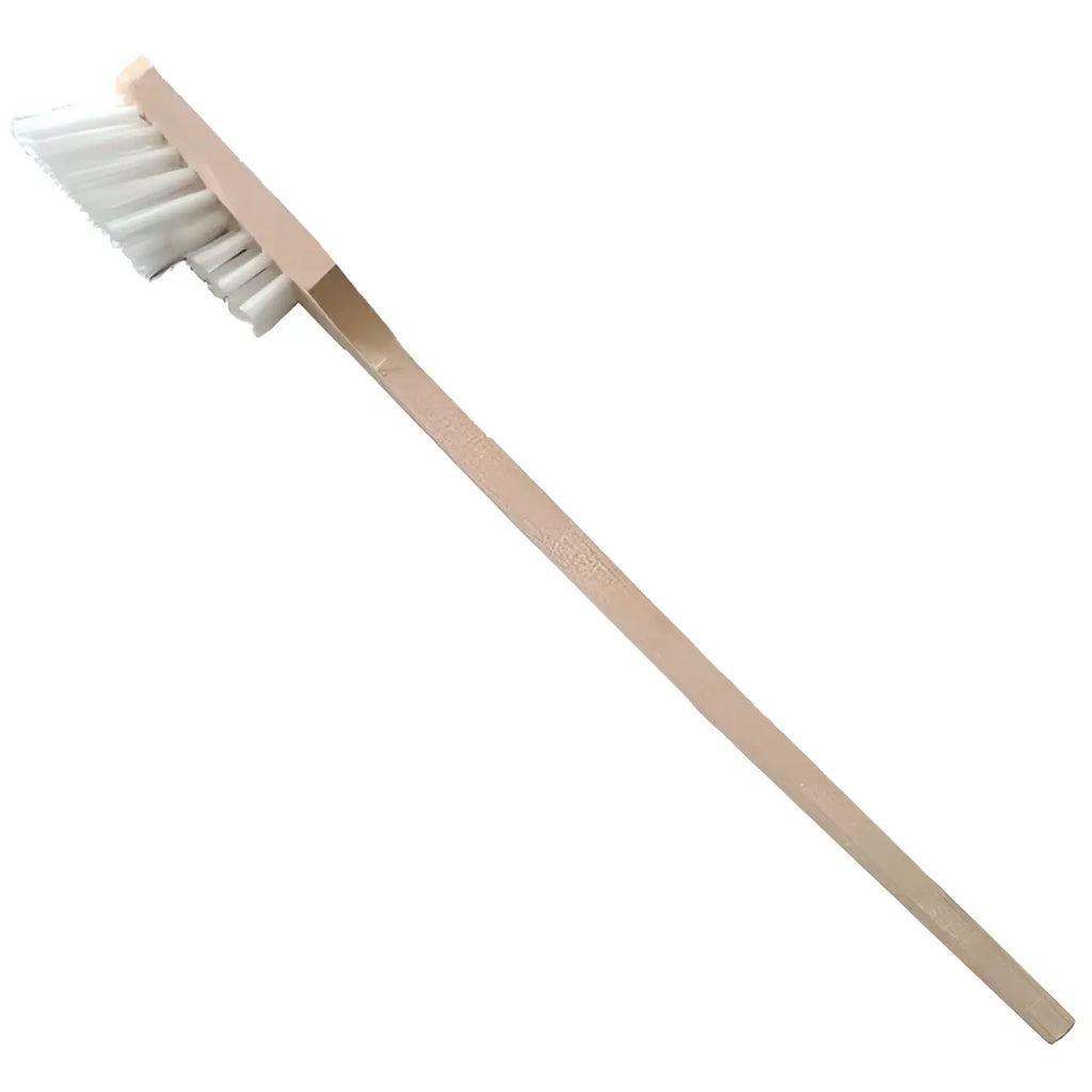 Sorex stielbürste 60cm mit geschweiftem holzstiel und doppelbart nylonborsten in weiß