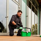 Grüner ungger 12 liter plastik eimer qb12b mit schwarzem griff und silbernem verschluss
