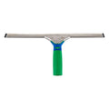 Unger green label fensterwischer mit grün-blauem ergonomischem griff und rostfreiem edelstahl-abzieherblatt