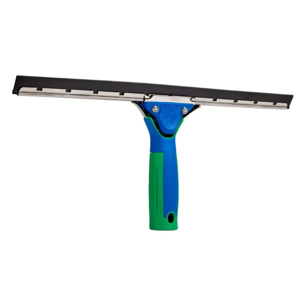 Unger green label fensterwischer mit blau-grünem ergonomischem griff und schwarzer gummilippe zum effizienten reinigen