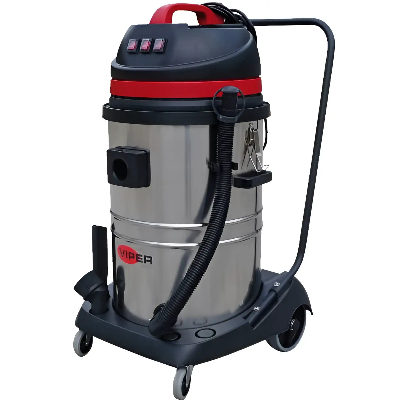 Viper nasssauger trockensauger lsu375-eu mit edelstahlgehäuse schwarz-rot und transportablem fahrgestell