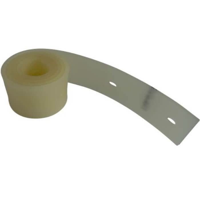 A roll of translucent beige urethane adhesive tape with perforated holes on the back for abstreifblatt urethan hinten t5 71 cm arbeitsbreite